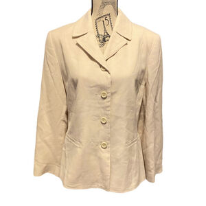 Vintage Versions by L 100% Virgin Wool BlazerJacket Size 12 Cream Quiet Luxury